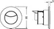 TECE-Produktionsteil mit runder Blende und pneumatischer Fernauslösung, in einfachem Design. Darstellung aus der Frontal- und Seitenansicht.